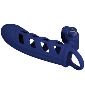 Vigoroso PRETTY LOVE - ALTAF ANEL VIBRADOR COM BAINHA DE SILICONE AZUL