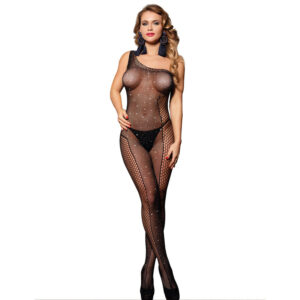 vVigoroso SUBBLIME - 952037 BODYSTOCKING DE ALTA COSTURA COM DIAMANTES PRETO TAMANHO ÚNICO