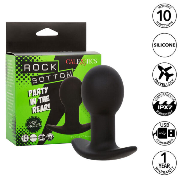Vigoroso CALEXOTICS - ROCK BOTTOM PLUG ANAL 10 VIBRAÇÕES SILICONE PRETO