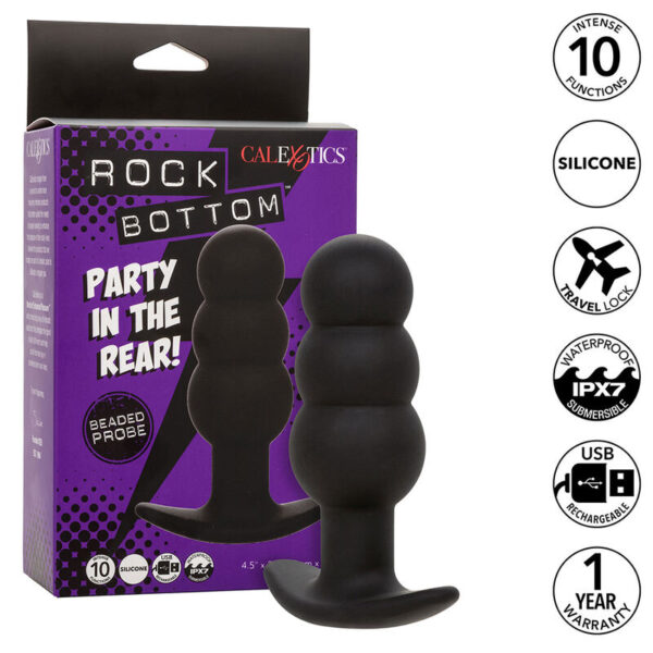 Vigoroso CALEXOTICS - ROCK BOTTOM PLUG ANAL COM ESFERAS 10 VIBRAÇÕES SILICONE PRETO