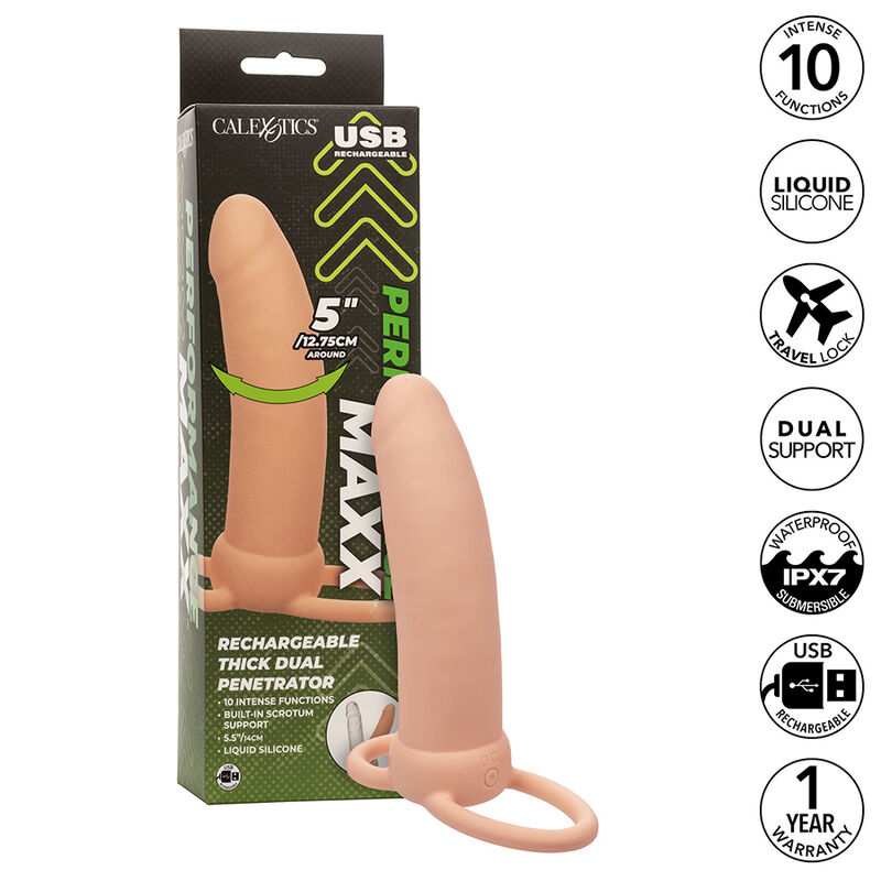 Vigoroso CALEXOTICS - MAXX THICK DUAL PENETRATOR 10 VIBRAÇÕES CARNE