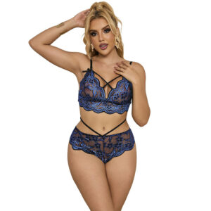 vVigoroso SUBBLIME - 954062 SUTIÃ + CALCINHA RENDA AZUL S/M