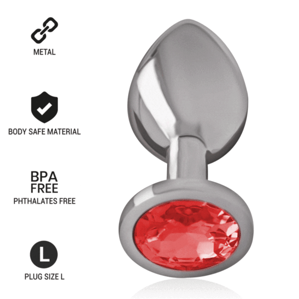 vVigoroso INTENSE - PLUG ANAL DE METAL DE ALUMÍNIO COM CRISTAL VERMELHO TAMANHO L