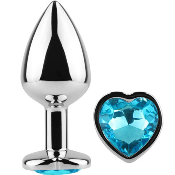 vVigoroso SECRETPLAY - PLUG ANAL DE METAL CORAO AZUL TAMANHO PEQUENO 7 CM