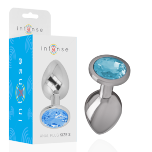 vVigoroso INTENSE - PLUG ANAL DE METAL DE ALUMÍNIO COM CRISTAL AZUL TAMANHO S