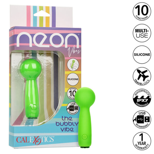 Vigoroso CALEXOTICS - NEON VIBES BUBBLY VIBE O MINI MASSAGEADOR 10 VIBRAÇÕES VERDE