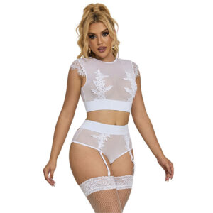 vVigoroso SUBBLIME - 954048 SUTIÃ + CALCINHA COM CINTO-LIGA BRANCO L/XL