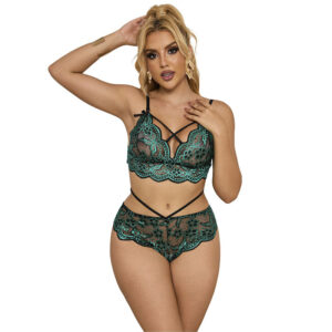 vVigoroso SUBBLIME - 954093 SUTIÃ + CALCINHA RENDA VERDE L/XL
