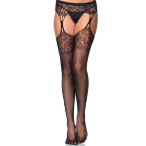 vVigoroso LEG AVENUE - MEIAS TEAR DROP GARTERBELT PRETAS