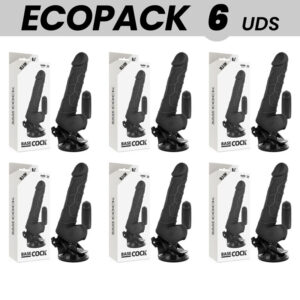 Vigoroso ECOPACK 6 UNIT - BASECOCK CONTROLE REMOTO VIBRADOR REALÍSTICO PRETO 18.5 CM -O- 4CM
