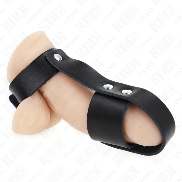 vVigoroso KINK - ANEL DE COURO PARA PÊNIS COM DIVISOR DE BOLAS AJUSTÁVEL