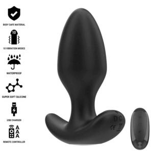 Vigoroso INTENSE - JOEY ANAL PLUG 10 VIBRAÇÕES PRETO CONTROLE REMOTO