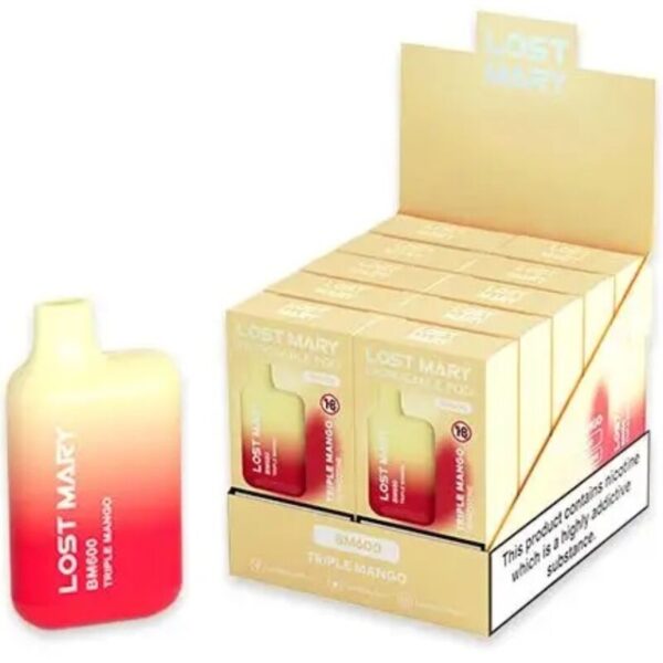 vVigoroso LOST MARY - (EXPOSITOR PROFESSIONAL PACK -10 UNIDADES) BM600 NICOTINE VAPER 2% DESCARTÁVEL TRIPLE MANGO