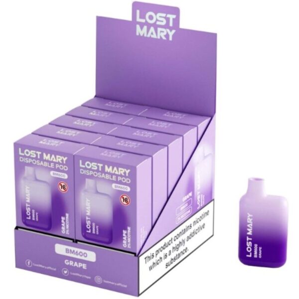 vVigoroso LOST MARY - (EXPOSITOR PROFESSIONAL PACK -10 UNIDADES) BM600 NICOTINE VAPER 2% UVA DESCARTÁVEL