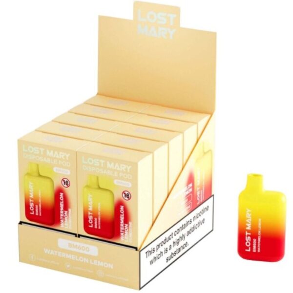vVigoroso LOST MARY - (EXPOSITOR PROFESSIONAL PACK -10 UNIDADES) BM600 NICOTINE VAPER 2% DESCARTÁVEL MELANCIA LIMÃO