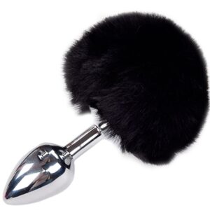 vVigoroso ALIVE - PLUG PRAZER ANAL METAL LISO FLUFFY PRETO TAMANHO M
