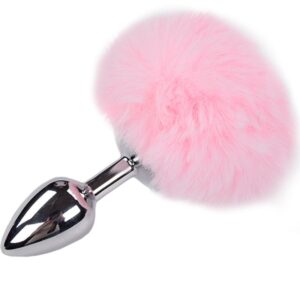 vVigoroso ALIVE - PLUG PRAZER ANAL METAL LISO FLUFFY ROSA TAMANHO S