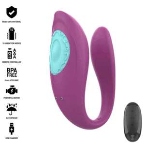 Vigoroso INTENSE - ANNIE VIBRADOR EM FORMA DE U E ESTIMULADOR ROXO CONTROLE REMOTO