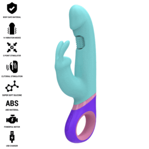 Vigoroso INTENSE - MONICA RABBIT VIBRADOR COM ESTIMULADOR G-SPOT ROTATIVO AZUL