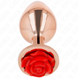 vVigoroso KINK - PLUG ANAL DE OURO ROSA COM ROSA VERMELHA M