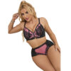 SUBBLIME - 955588 CONJUNTO DE SUTIÃ DE COURO VERDE COM ZÍPER DE MALHA ROSA L/XL - Image 3