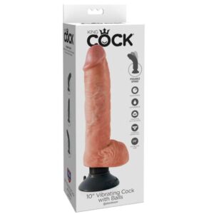 Vigoroso KING COCK - DILDO VIBRANTE COM TESTÍCULOS 25.5 CM COR NATURAL