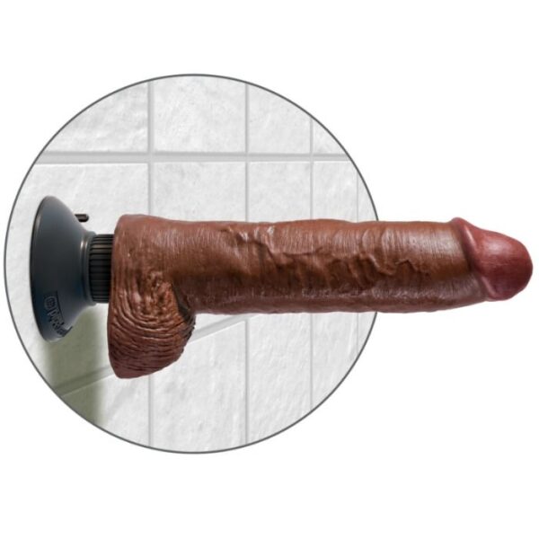 Vigoroso KING COCK - DILDO VIBRADOR COM TESTÍCULOS 25.5 CM COR MARROM