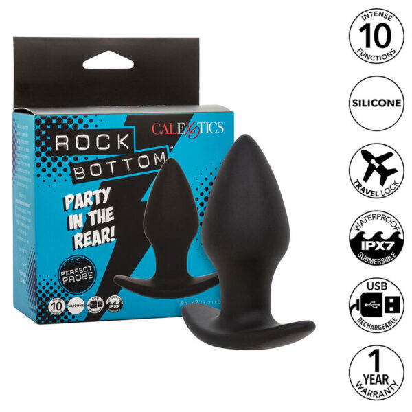 Vigoroso CALEXOTICS - ROCK BOTTOM PLUG ANAL PERFEITO 10 VIBRAÇÕES SILICONE PRETO
