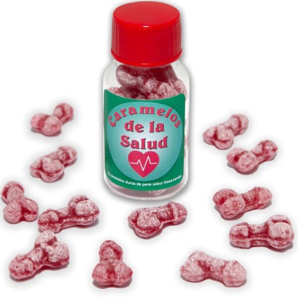 vVigoroso DIABLO PICANTE - 12 DOCES SAUDVEIS FORMATO DE PÊNIS MORANGO/CEREJA