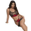 SUBBLIME - 955533 CONJUNTO DE SUTIÃ DE COURO VERMELHO COM ZÍPER DE MALHA S/M - Image 3