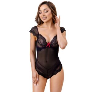 vVigoroso LIVCO CORSETTI FASHION - EVELYN LC 20243 BODY COM RENDA E TRANSPARÊNCIAS PRETO S/M