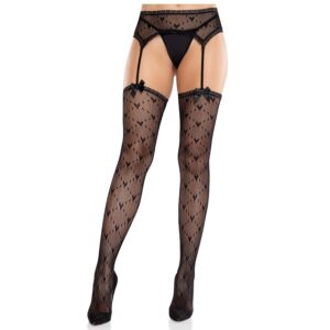 vVigoroso LEG AVENUE - MEIAS CORAÇÃO COM LIGAS PRETAS