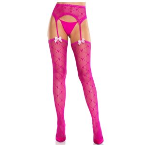 vVigoroso LEG AVENUE - MEIAS CORAÇÃO COM LIGAS MAGENTA