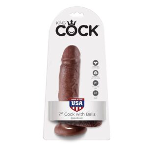 Vigoroso KING COCK - 7 DILDO CASTANHO COM BOLAS 17.8 CM