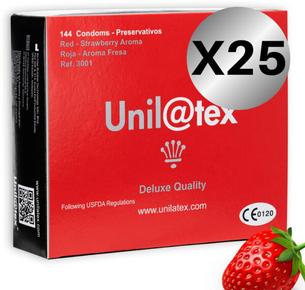 Vigoroso - UNILATEX - PACOTE DE CONSERVANTES UNILATEX VERMELHO / MORANGO 25 X 144 UNIDADES