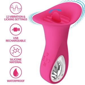 Vigoroso PRETTY LOVE - CLYDE VIBRADOR ORAL LÍNGUA VIBRANTE 12 VIBRAÇÕES ROSA