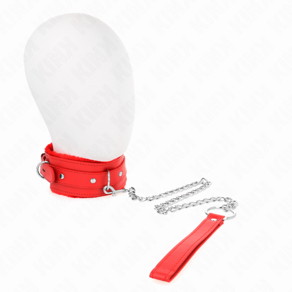 vVigoroso KINK - COLAR COM TRELA 65 CM COM RESTRIÇÕES VERMELHO 36-42 CM X 5