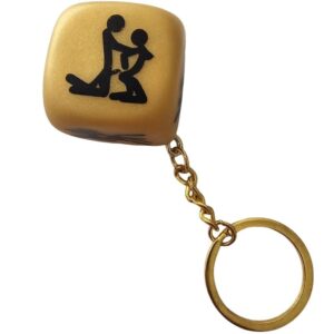 vVigoroso DIABLO PICANTE - CHAVEIRO DADO DOURADO COM POSES