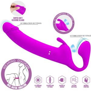 Vigoroso PRETTY LOVE - ZANINI STRAPLESS STRAP-ON 10 VIBRAÇÕES ROXO