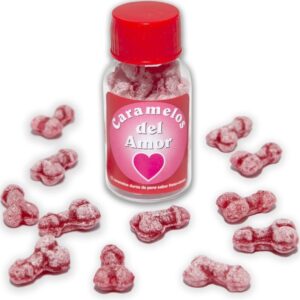vVigoroso DIABLO PICANTE - 12 DOCES DE AMOR EM FORMA DE PÊNIS MORANGO/CEREJA