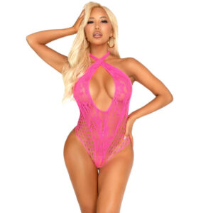 vVigoroso LEG AVENUE - BODY ROSA RENDA GOLA CRUZADA TAMANHO ÚNICO