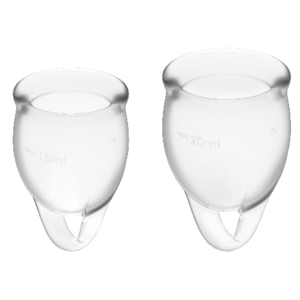 vVigoroso SATISFYER - COPO MENSTRUAL FEEL CONFIDENT TRANSPARENTE 15 + 20 ML
