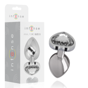 vVigoroso INTENSE - PLUG ANAL DE METAL DE ALUMÍNIO COM CORAO BRANCO TAMANHO S