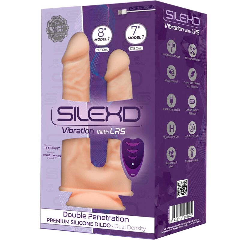 SILEXD - MODELO 1 VIBRADOR DE DUPLA PENETRAÇÃO DE PÊNIS REALISTA PREMIUM SILEXPAN CONTROLE REMOTO DE SILICONE 17.5 / 19.5 CM - Image 3