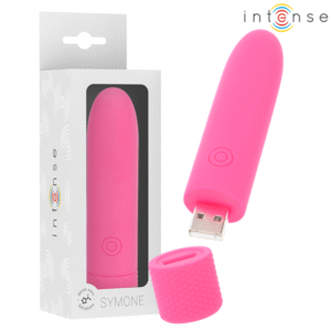 Vigoroso INTENSE - SYMONE  USB RECARREGÁVEL VIBRATÓRIA BULLET 8 VIBRAÇÕES ROSA 10 X 2