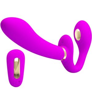 Vigoroso PRETTY LOVE - THUNDERBIRD VIBRADOR DUPLO STRAP-ON CONTROLE REMOTO ROXO