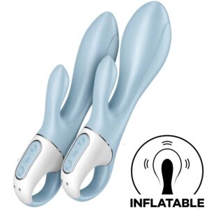 Vigoroso SATISFYER - BOMBA DE AR BUNNY 1 COELHO INFLÁVEL VIBRADOR AZUL