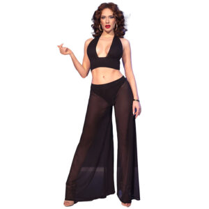 vVigoroso CHILIROSE - CR 4857 CONJUNTO DE BLUSA E CALÇA PRETA TAMANHO P