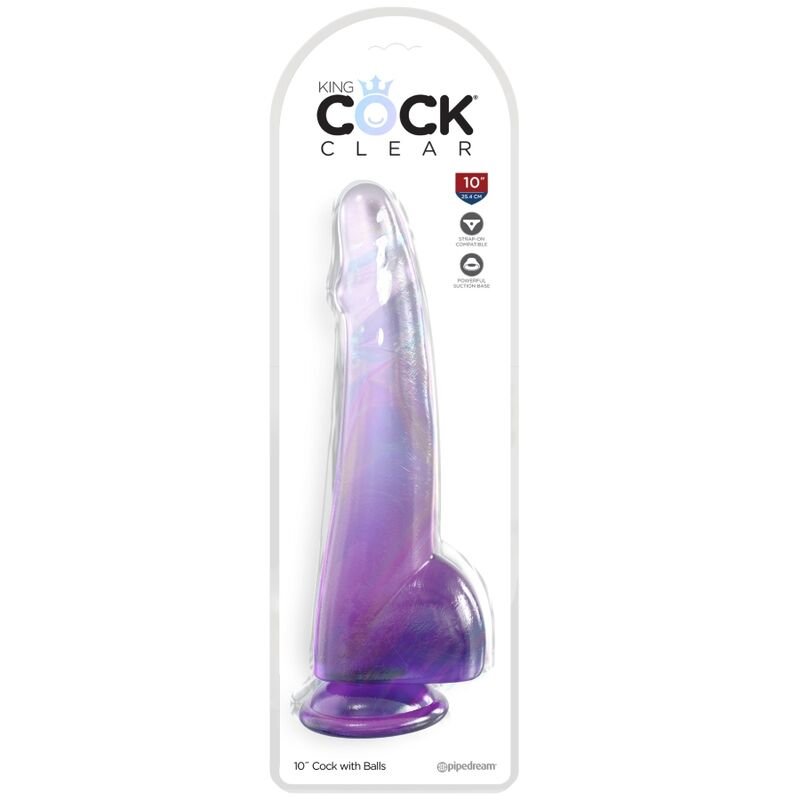 KING COCK - CLEAR DILDO COM TESTÍCULOS 19 CM ROXO - Image 2