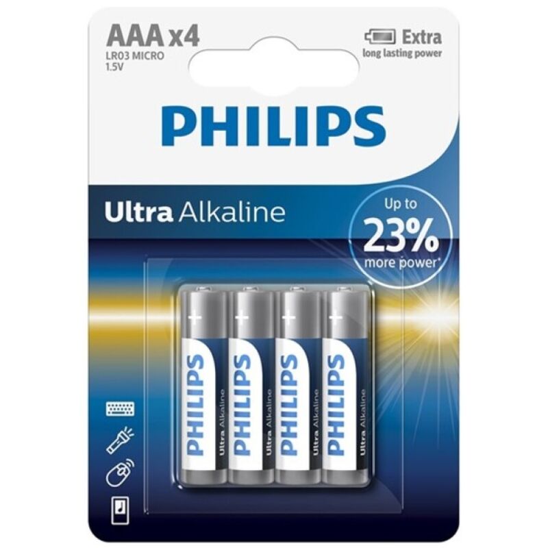 vVigoroso PHILIPS - BATERIA ULTRA ALCALINA AAA LR03 4 UNIDADE